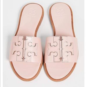 NIB Tory Burch Ines Leather slides pink Size 9.5